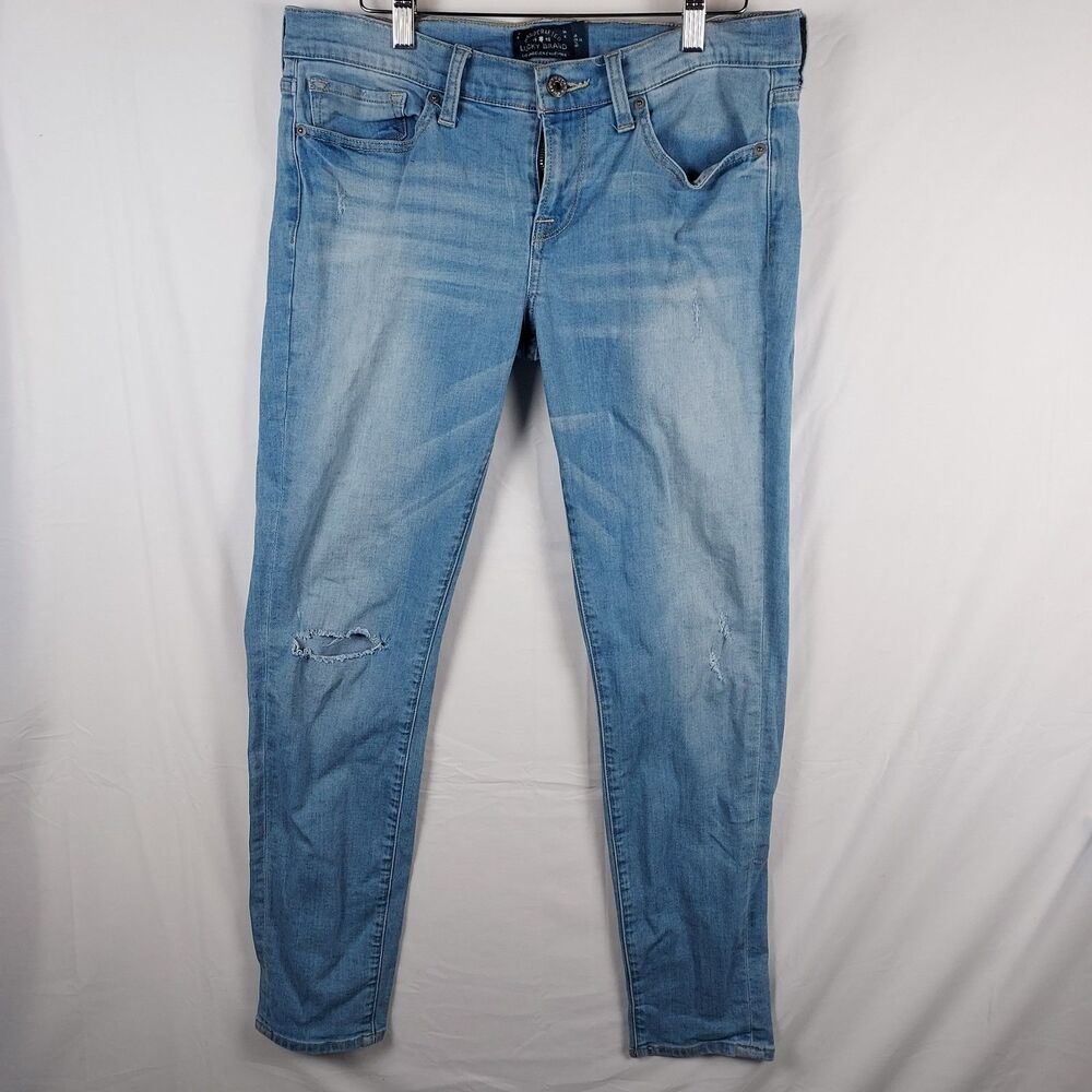 Lucky Brand Charlie Skinny Women’s Jeans 8/29 Light Wash Blue Distressed Denim